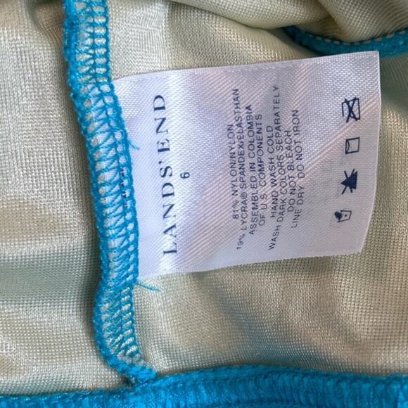 Lands End women's swim bottom skort skirt swimwear modest aqua blue SZ 6-flaw - Picture 4 of 7